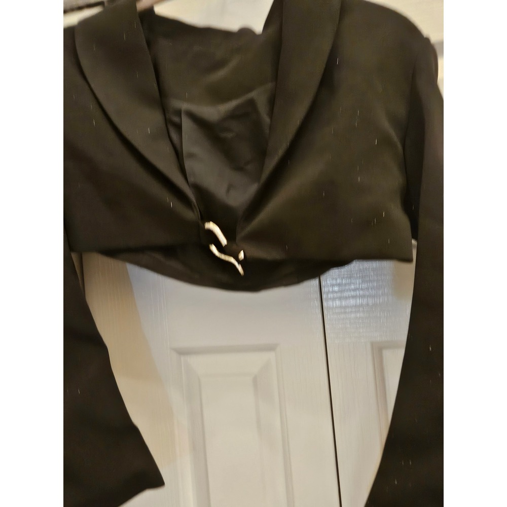 Black Cropped Blazer Jacket with Silver Snake Hook Closure Small